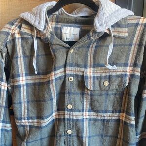 American Eagle Plaid Hooded Shirt